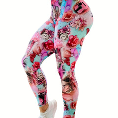 Floral Print High Waist Yoga Leggings Slimming Butt Lifting High Stretch