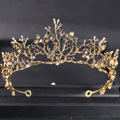 Vintage Golden Dragonfly Tiara Whimsical Fairy Crown Bridal Floral Tiara