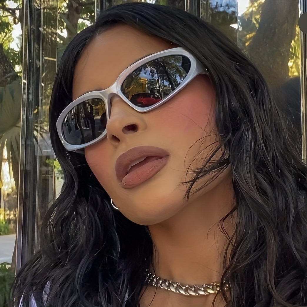 Y2K Wrap Around Sunglasses Cyberpunk Mirror Lens UV400