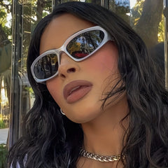 Y2K Wrap Around Sunglasses Cyberpunk Mirror Lens UV400