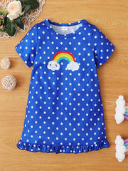 2pcs Baby Girls Rainbow Print Dress Set for Summer
