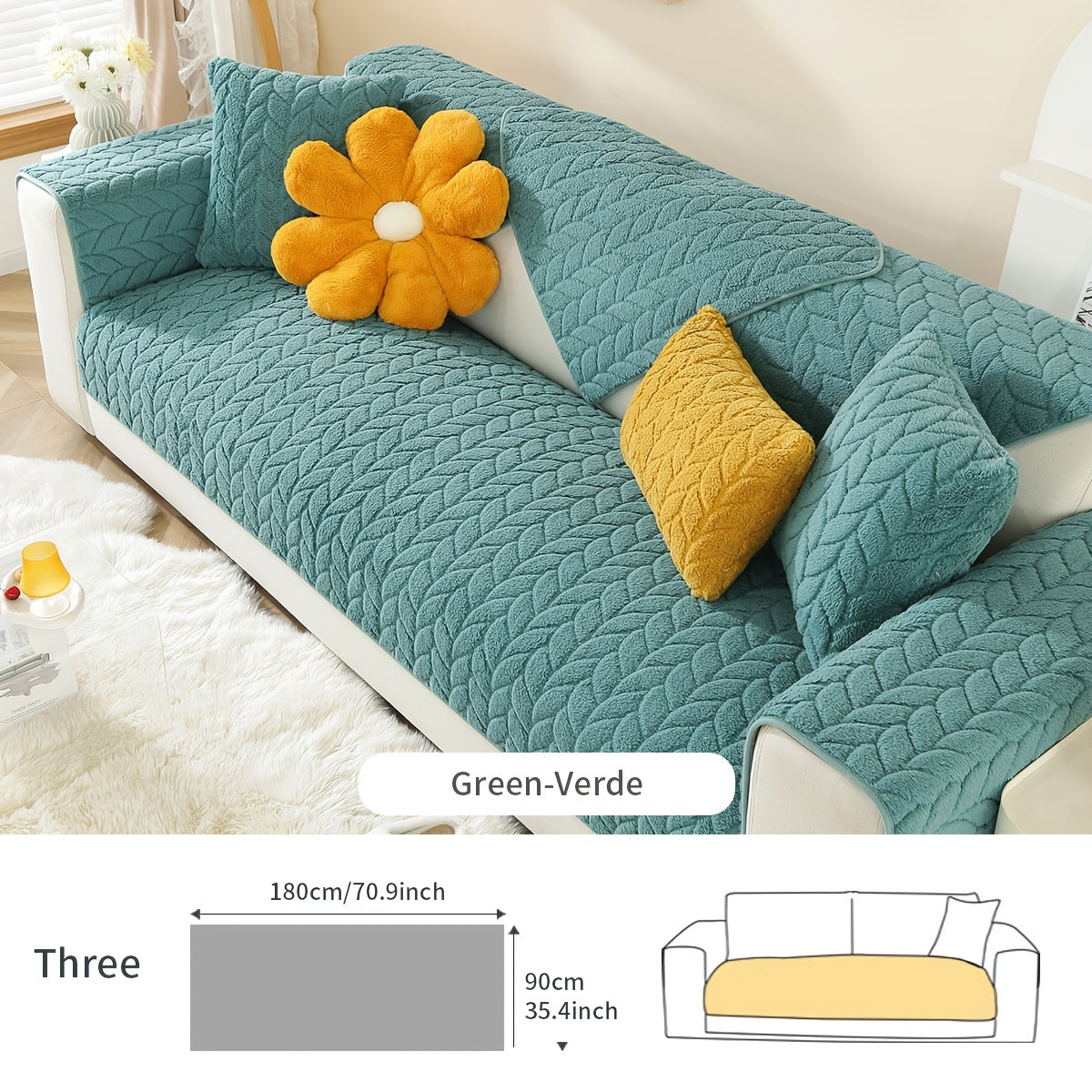 Sherpa Sofa Slipcover Non Slip Pet Friendly Furniture Protector