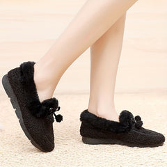 Furry Bowknot House Shoes Girls Non Slip Soft Walking Shoes Indoor
