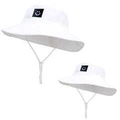Kids Smile Face Patch Sun Hat Bucket Hat Adjustable Straps