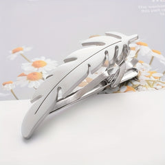 Stylish Feather Tie Clip Silver/Gold Leaf Stainless Steel Accessory