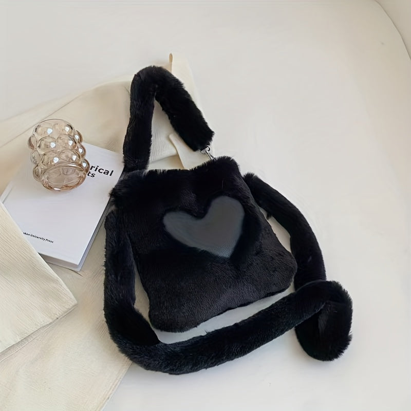 Heart Plush Shoulder Bag Fuzzy Handbag