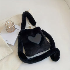 Heart Plush Handbag Fuzzy Shoulder Bag