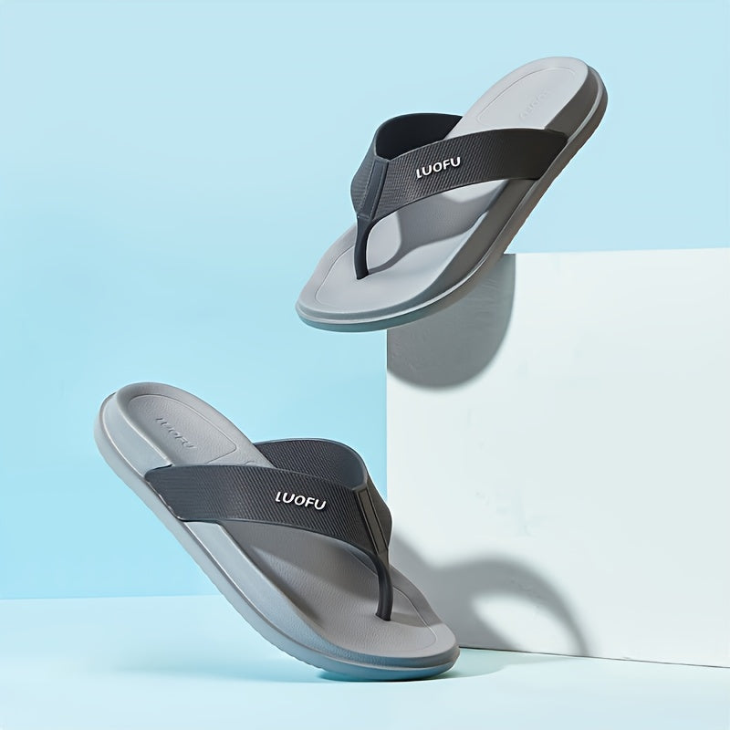 LUOFU Men's Quick Dry Non Slip Beach Flip Flops Grey