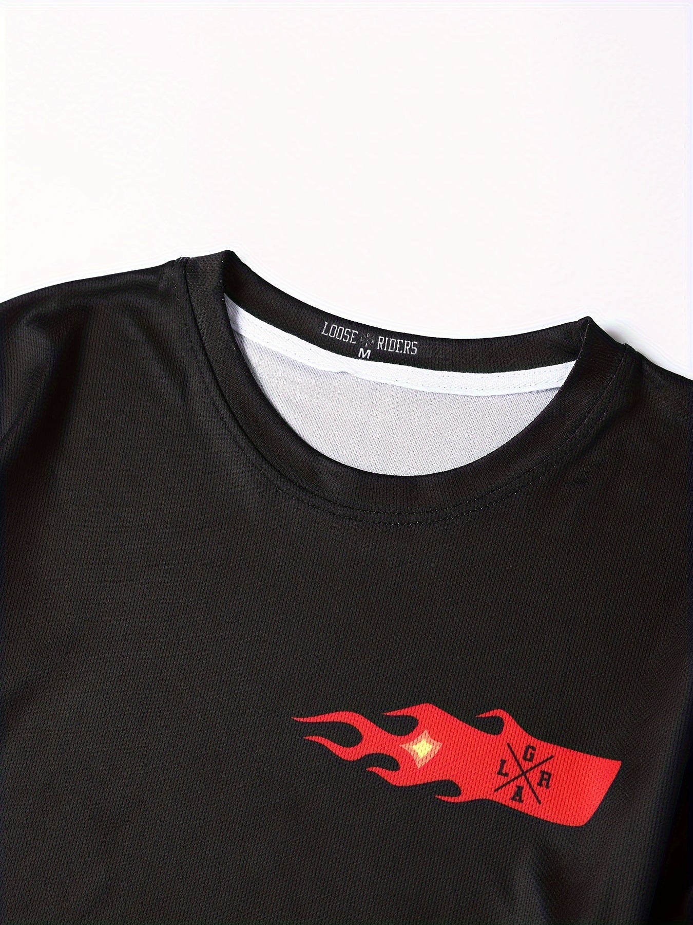 Men's Fire Pattern Long Sleeve Motorcycle T-shirt