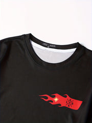 Men's Fire Pattern Long Sleeve Motorcycle T-shirt