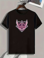 Skull Pattern Print Men's Sports T-shirt - Fitness Tee for Outdoor Activities