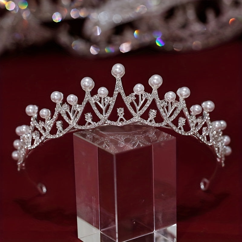 Bridal Rhinestone Faux Pearl Headband Tiara Wedding Hair Accessories