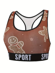 Christmas Bra Women's Plus Cartoon Print Racer Back Bralet