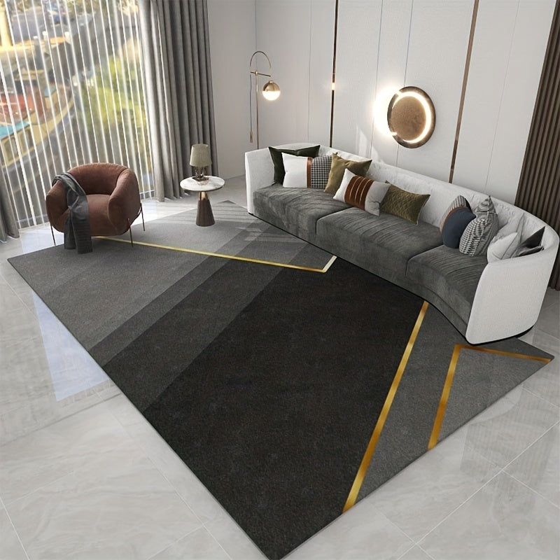 Modern Abstract Geometric Area Rug Non Shedding Grey Floor Carpet