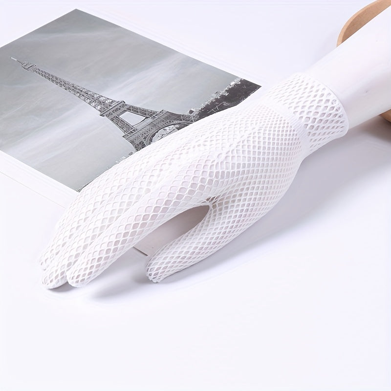 Mesh Hollow Gloves Lace Solid Punk Dress Gloves For Women