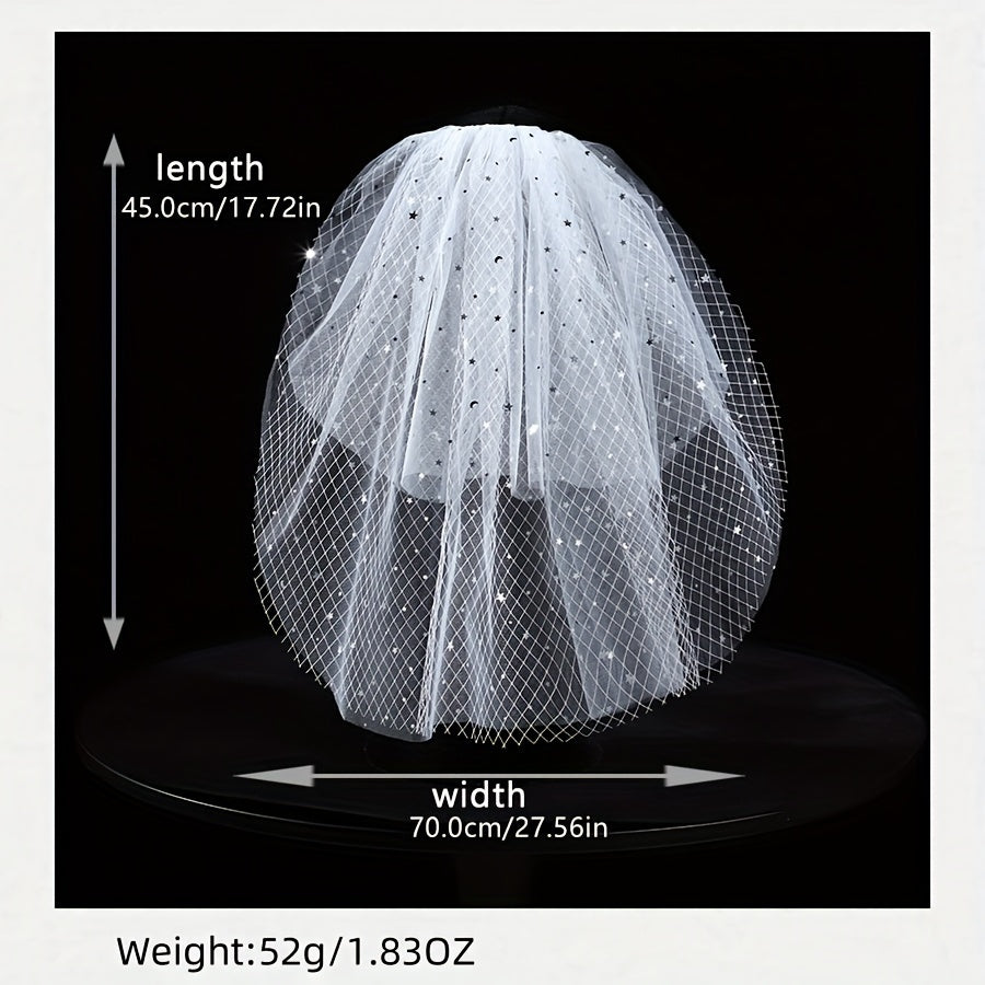 Yabeni Bridal Veil Polyester Accessory for Bride Classic with Sparkles