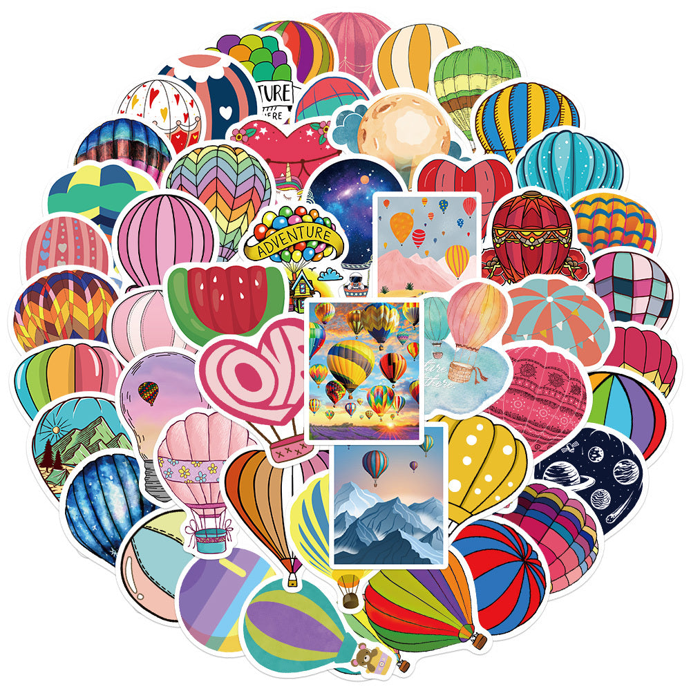 50pcs Cartoon Hot Air Balloon Paint Sticker Set