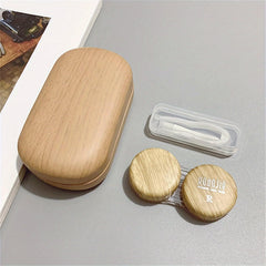 Wood Grain Lens Case with Mirror Storage Box