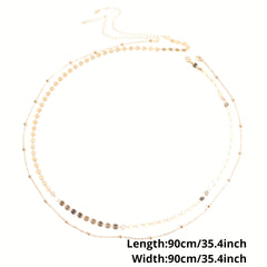 Boho Sequin Beads Sparkly Belly Chain Double Layer Waist Chain