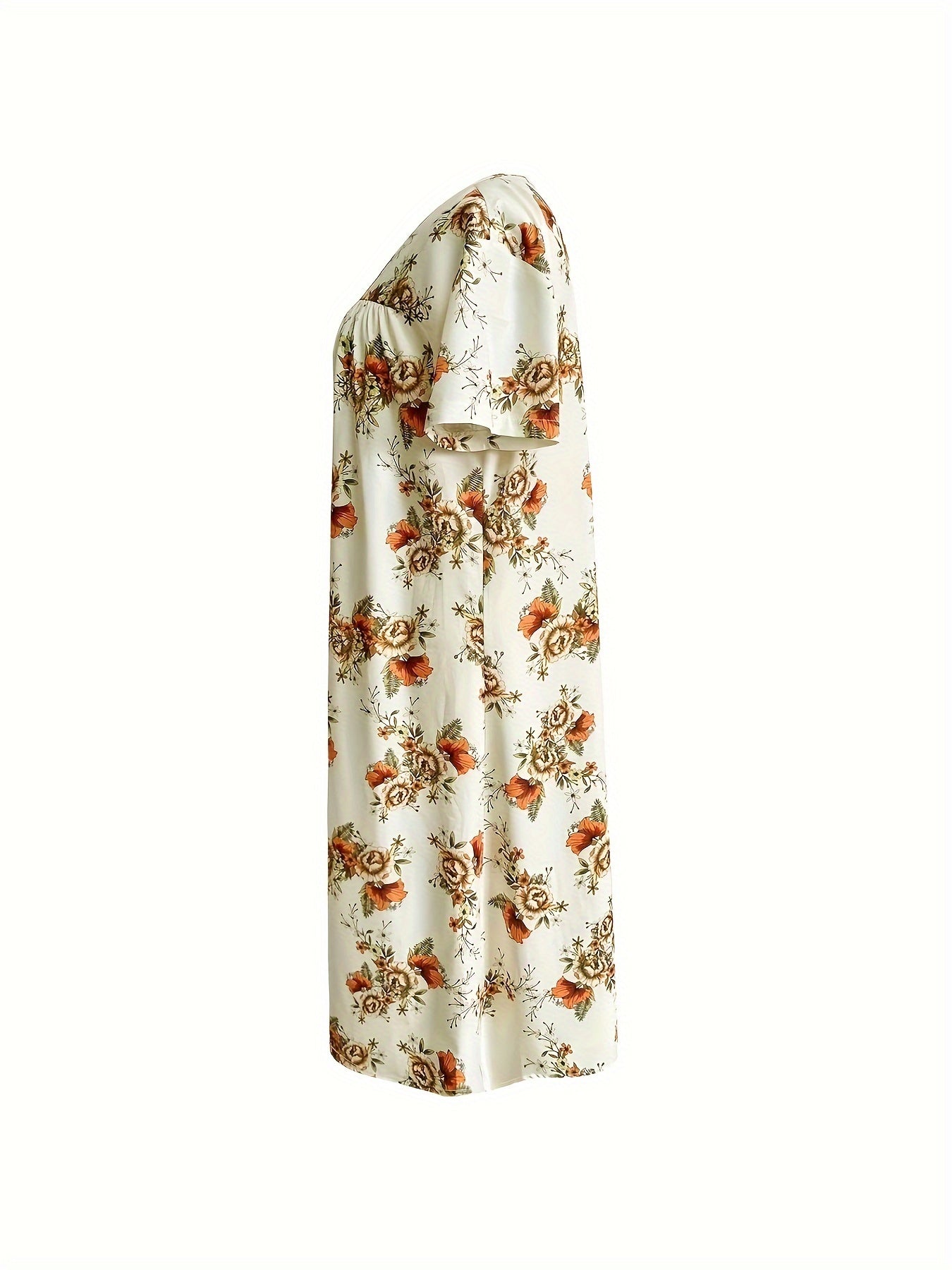 Floral Print Short Sleeve Lounge Dress