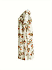 Floral Print Short Sleeve Lounge Dress