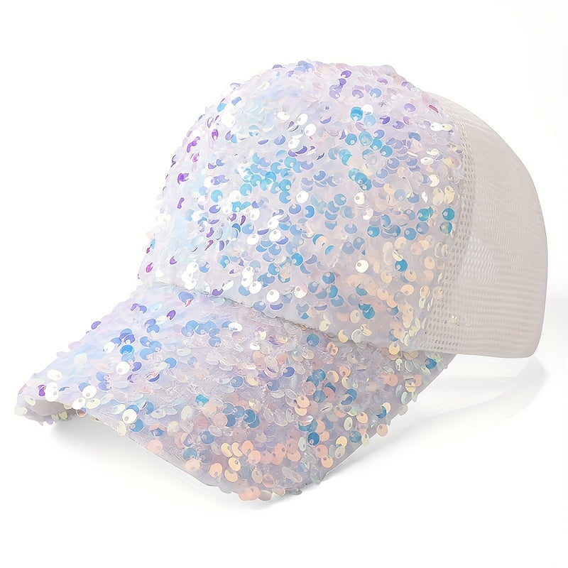 Sequin Baseball Cap Spring Summer Openwork Mesh Cap for Men and Women