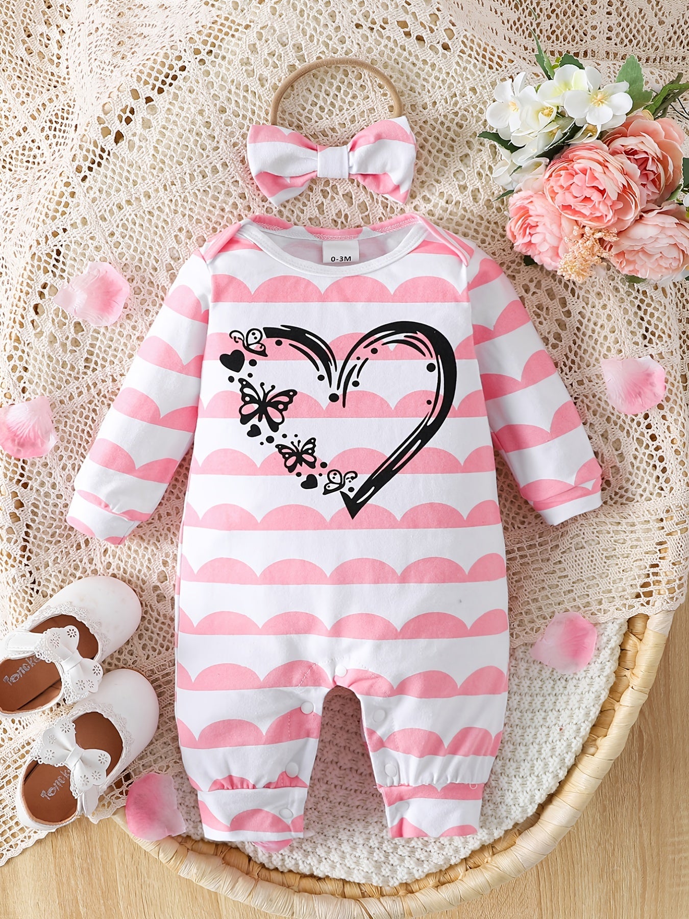 Baby Girl Cartoon Print Long Sleeve Bodysuit