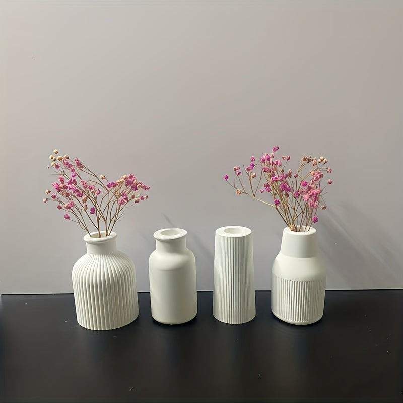 Resin Silicone Mold Pen Holder Storage Stripe Flower Vase Candle Holder Mold