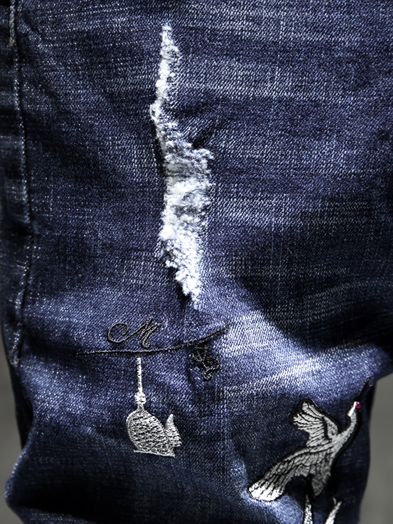 Men's Slim Fit Royal Jeans with Embroidered Print