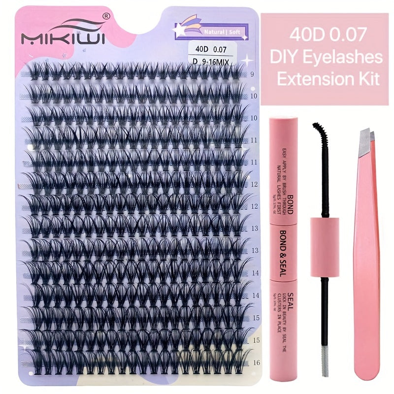 DIY Lash Clusters Kit - 2 in 1 Bond & Sealant Applicator - D Curling Volume