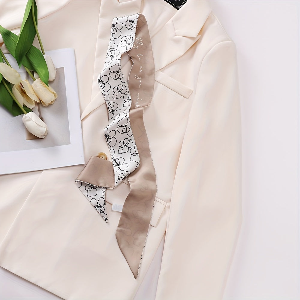 Floral Pattern Neckerchief Casual Ribbon Skinny Scarf