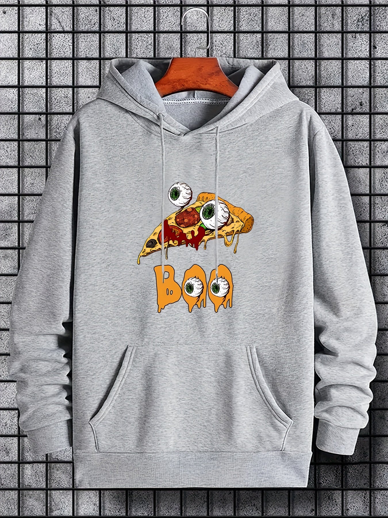 Scary Funny Pizza Cake Men's Hoodie for Fall Winter