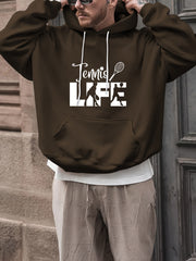 TENNIS LIFE Men's Graphic Print Hoodie Comfy Hooded Pullover