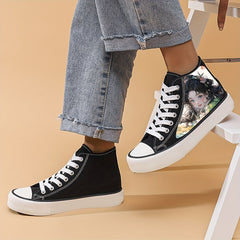 Anime Girl Pattern Lightweight High Top Canvas Sneakers