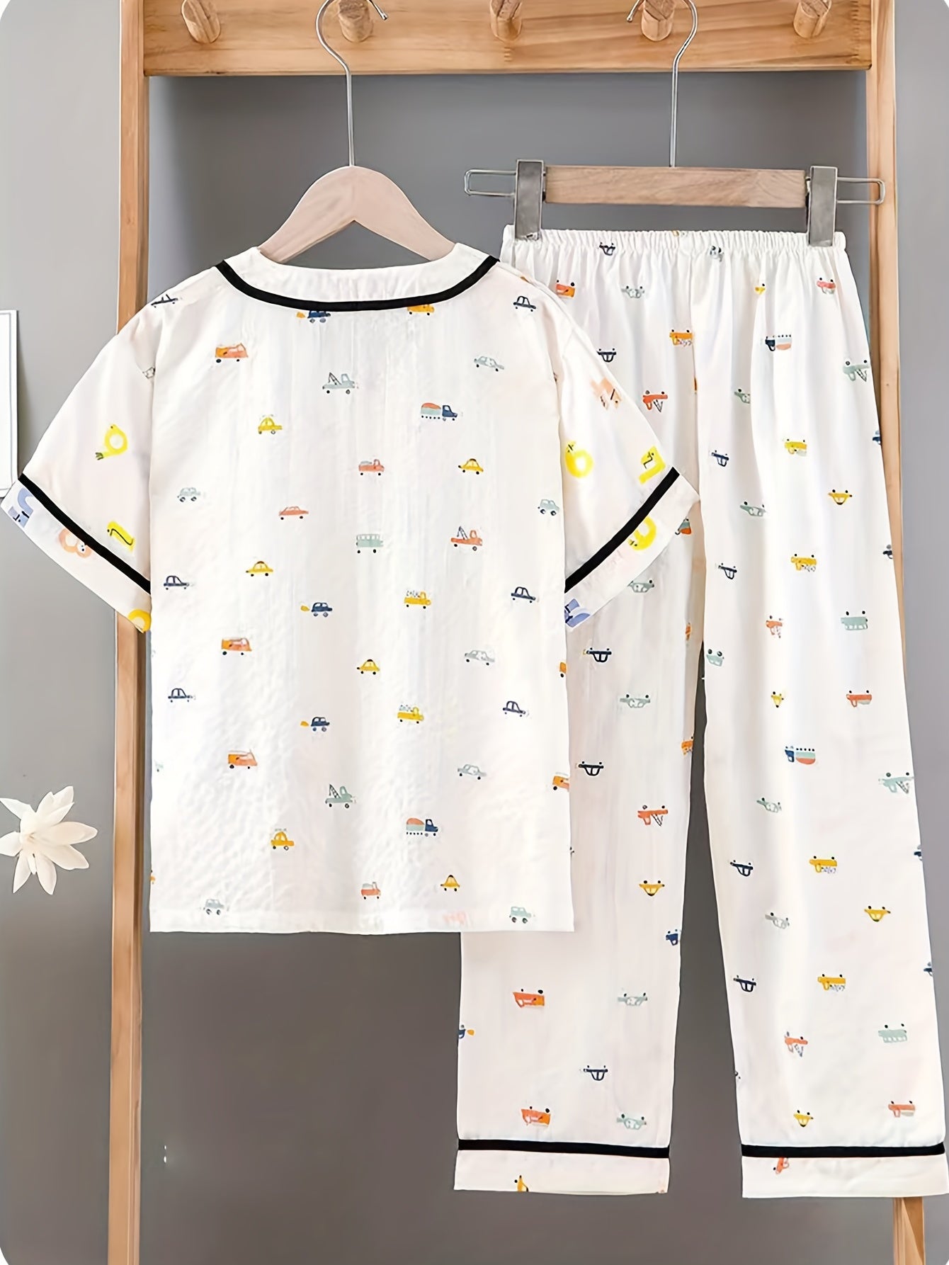 Toddler Pajamas Set Summer Short Sleeve T-shirt & Car Printed Trousers