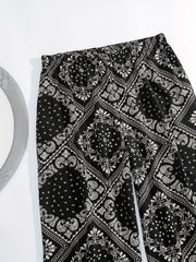 Paisley Scarf Print Wide Leg Pants