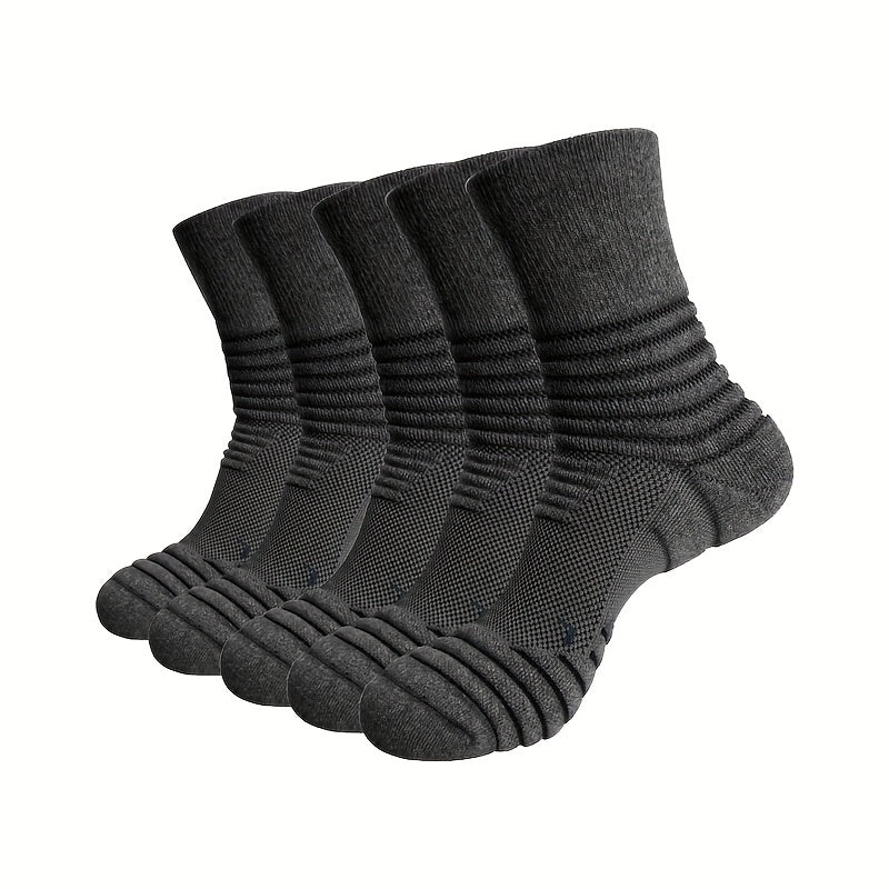 5Pairs Outdoor Basketball Socks for Men Running Training
