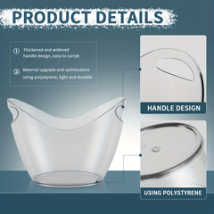 Stainless Steel Ice Bucket Clear Plastic Drink Tub Bar And Restaurant