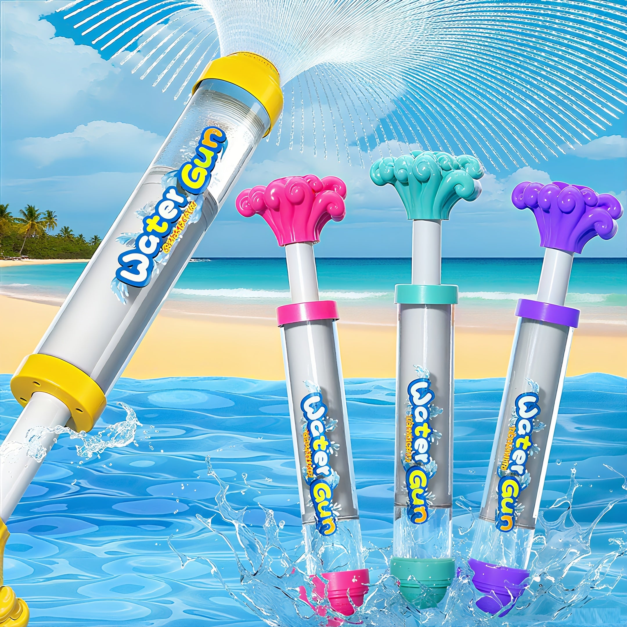 4pcs Push Pop Firework Water Toy Romantic Sprayer for Parties