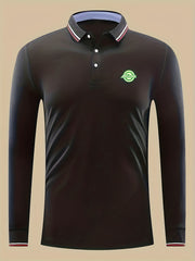 Symbol Print Men's Casual Button Up Lightweight Polo Shirt