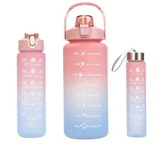 3pcs Gradient Water Bottles Shatterproof Time Marked