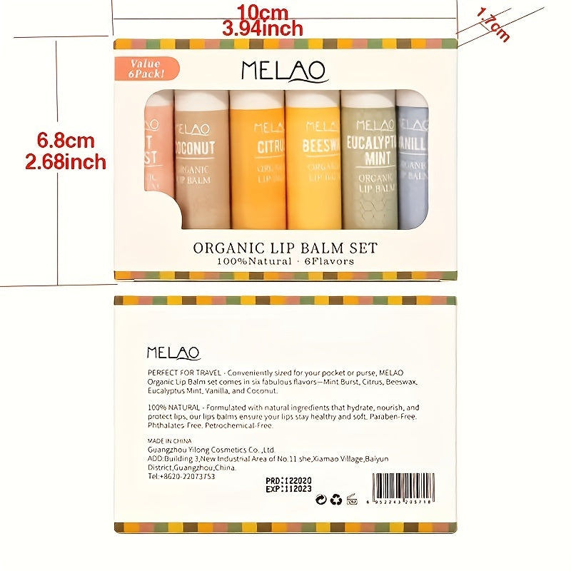 6 Pack Unisex Lip Balm Set for Soothing Repairing Smoothing