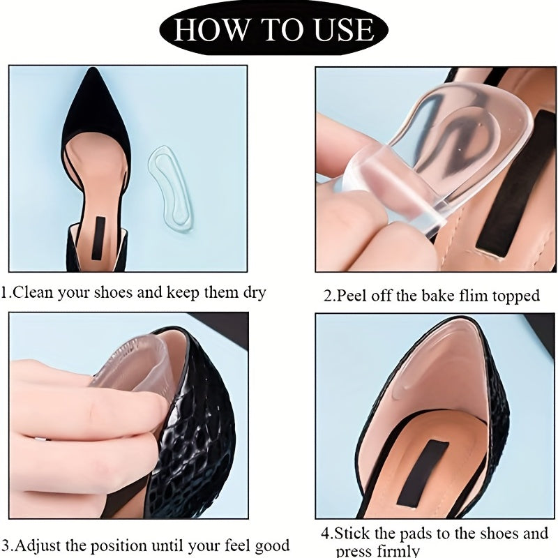Heel Grips Gel Heel Liners Non Slip Grip Clear 1 Pair