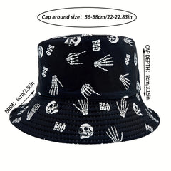 Skull Printed Fisherman Hat Hip Hop Unisex Casual Bucket Hat