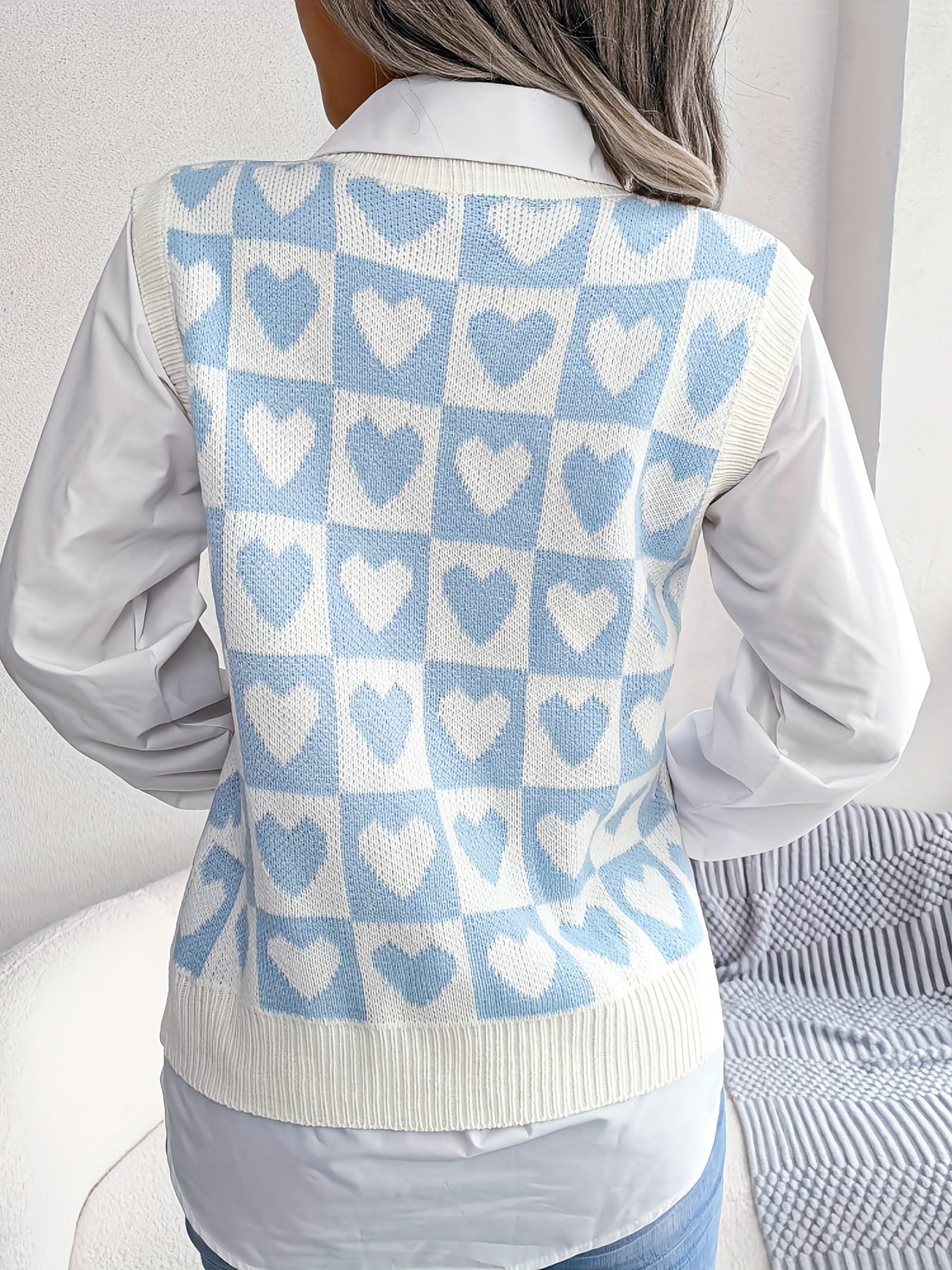 Sleeveless V-Neck Sweater Vest Loose Knit Casual Fall Winter