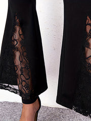 Lace Stitching Flare Leg Pants Slim Heart Women's Pants
