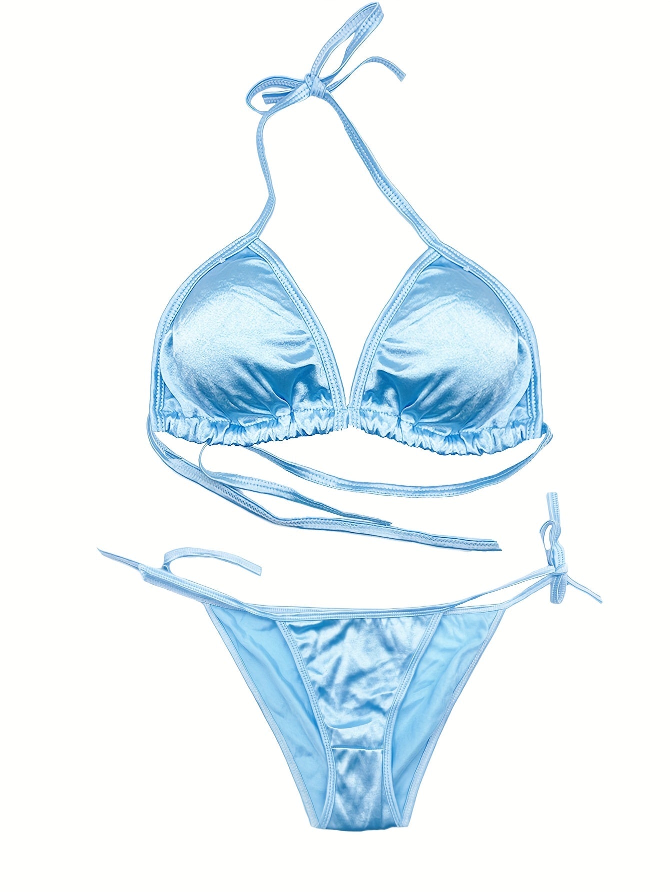 Strappy Lingerie Set Halter Bra & Bikini Panties Women's Sexy