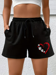 Women's Heart & Paw Print High Rise Shorts
