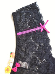 Romantic Lace Thongs with Scallop Trim and Bow Tie