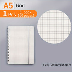 80 Sheets Coil Notebook PP Cover Horizontal Line Grid Hardcover Waterproof A5 B5
